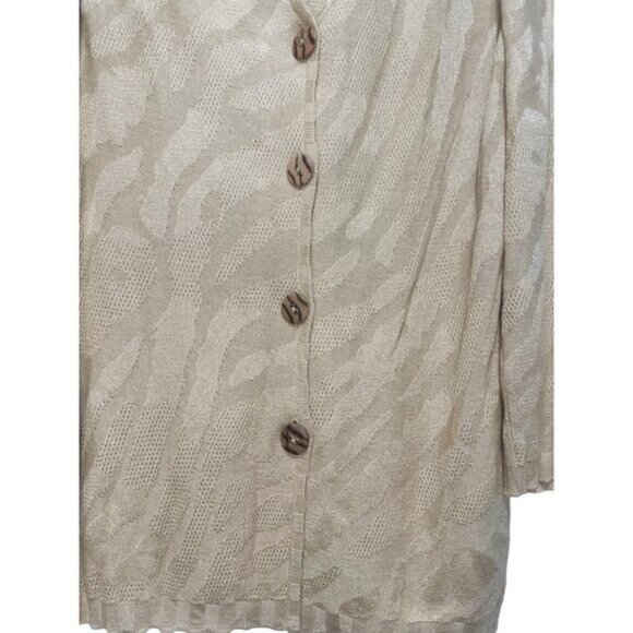 Stizzoli Jacquard Linen Button Down Cardigan Skirt Set Size 44 L-XL Camel Preppy - Picture 13 of 16